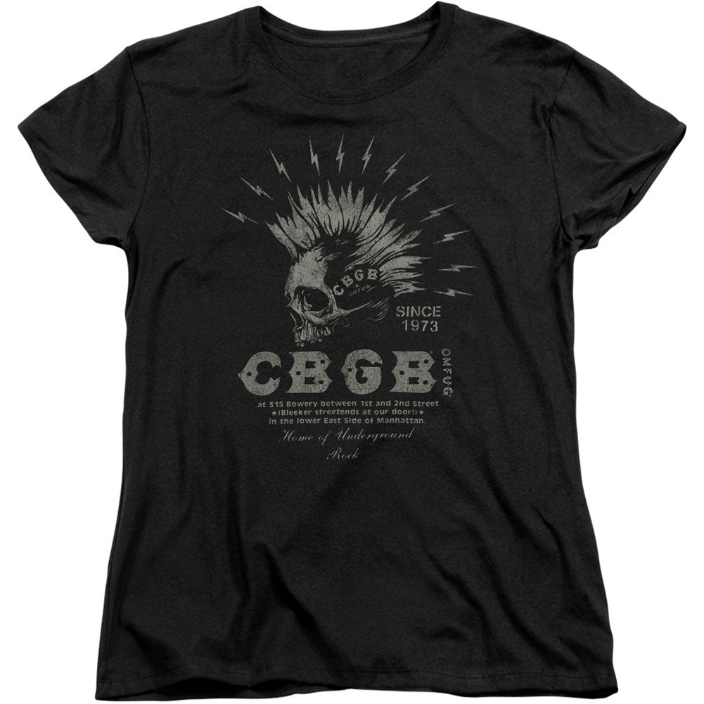 CBGB Electric Skull Womens T-shirt
