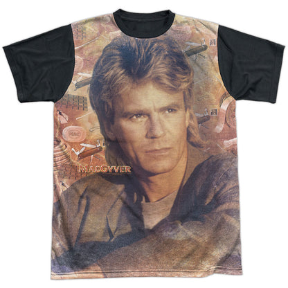 Macgyver Tools Of The Trade Black Back 100% Poly Sublimation T-shirt