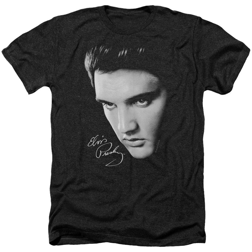 Elvis Presley Face Adult Heather 40% Poly T-shirt