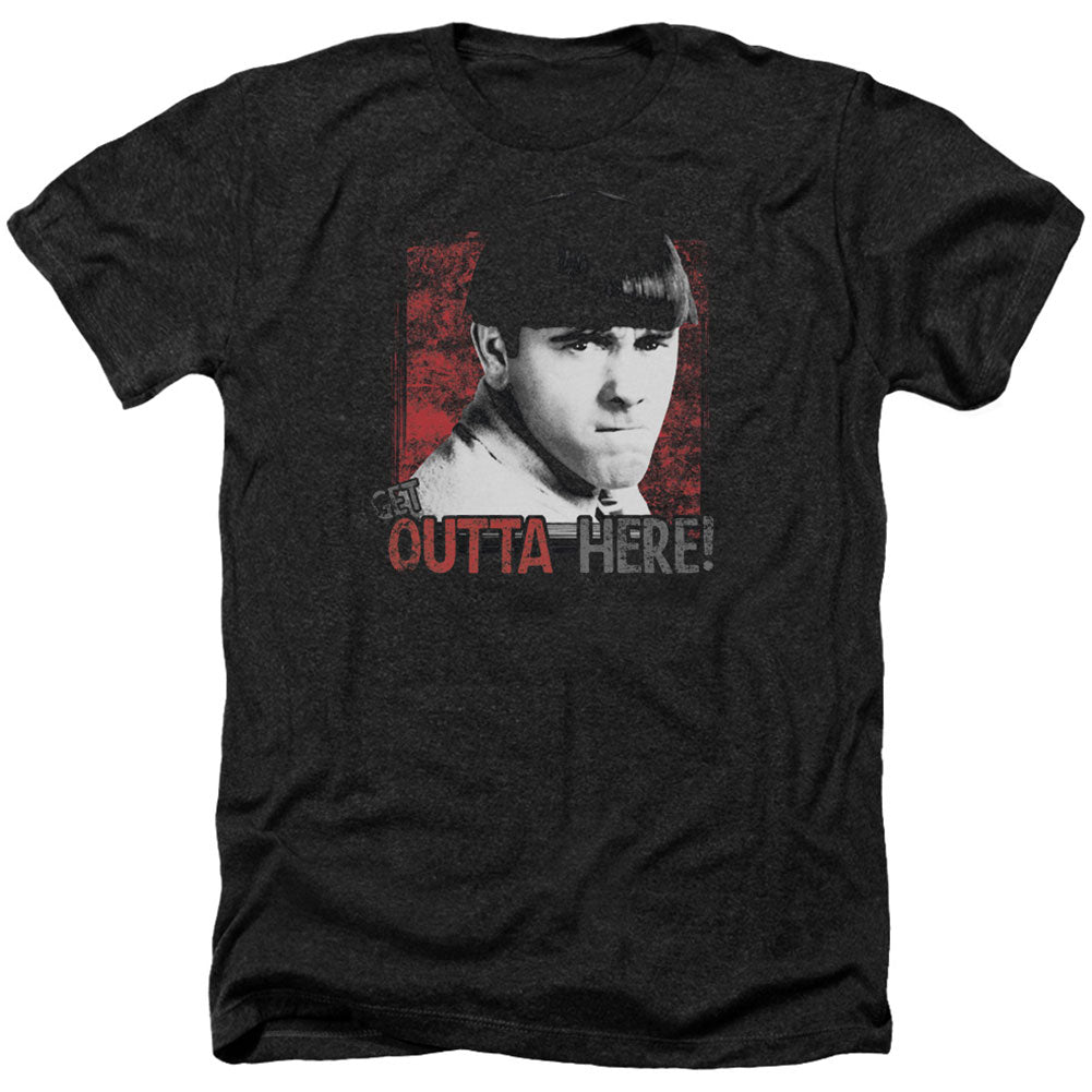 Three Stooges Get Outta Here Adult Heather 40% Poly T-shirt