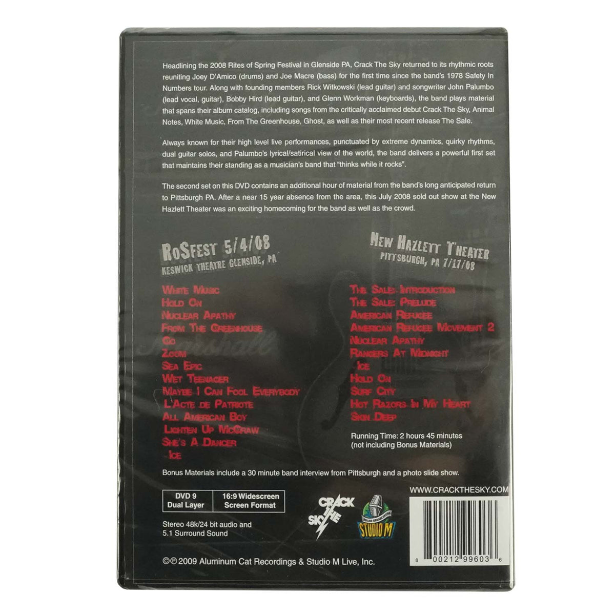Crack The Sky All Access DVD Back