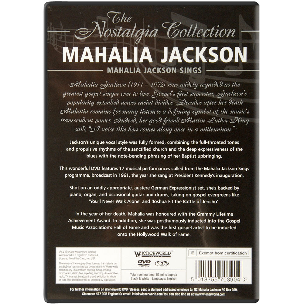 Mahalia Jackson Mahalia Jackson Sings DVD