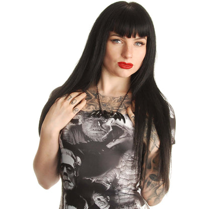 Munsters Black Bat Pendant by Rock Rebel Necklace Back