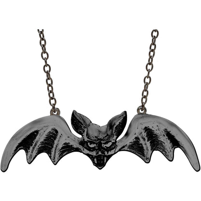Munsters Black Bat Pendant by Rock Rebel Necklace Front