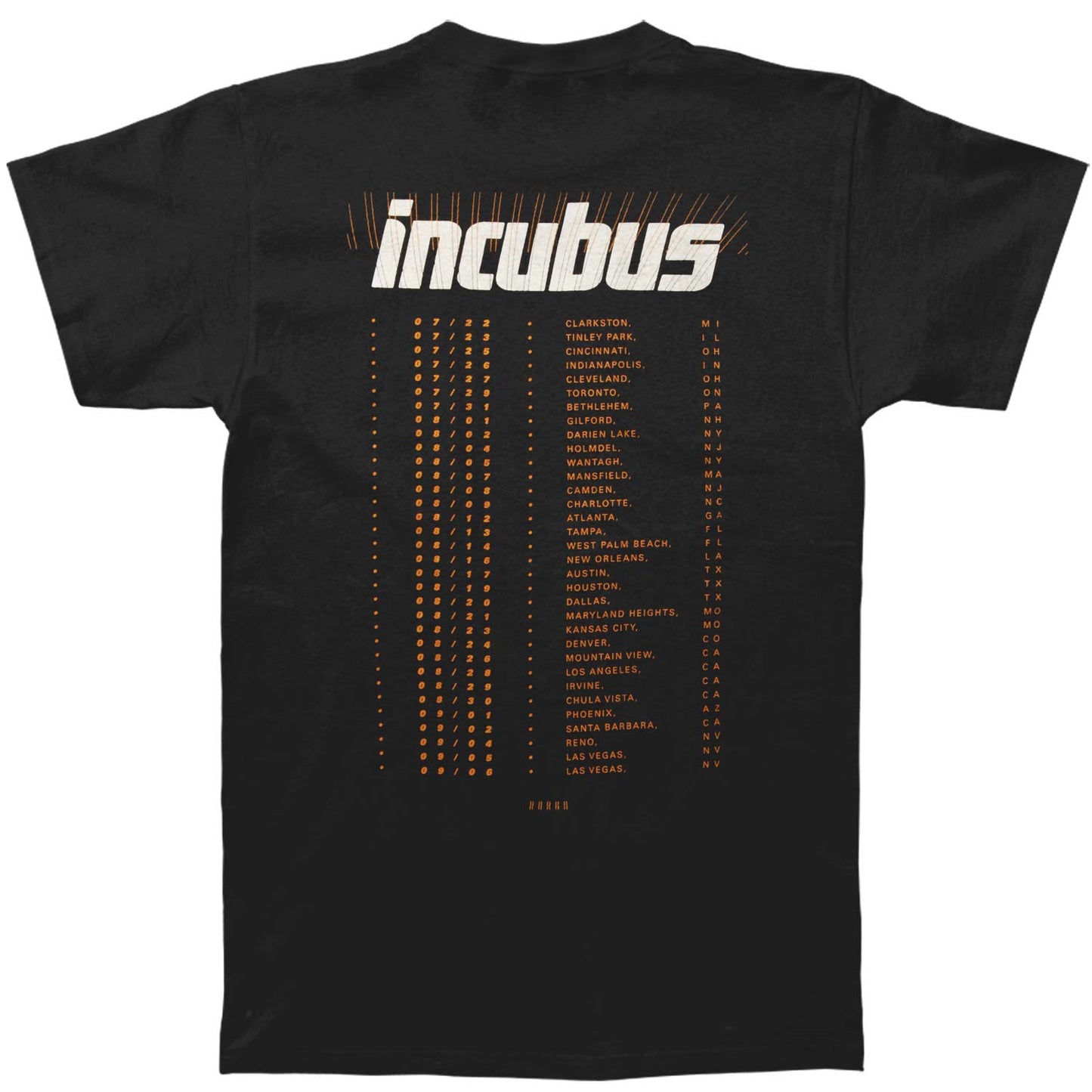 Incubus Burst Tour Slim Fit T-shirt Back
