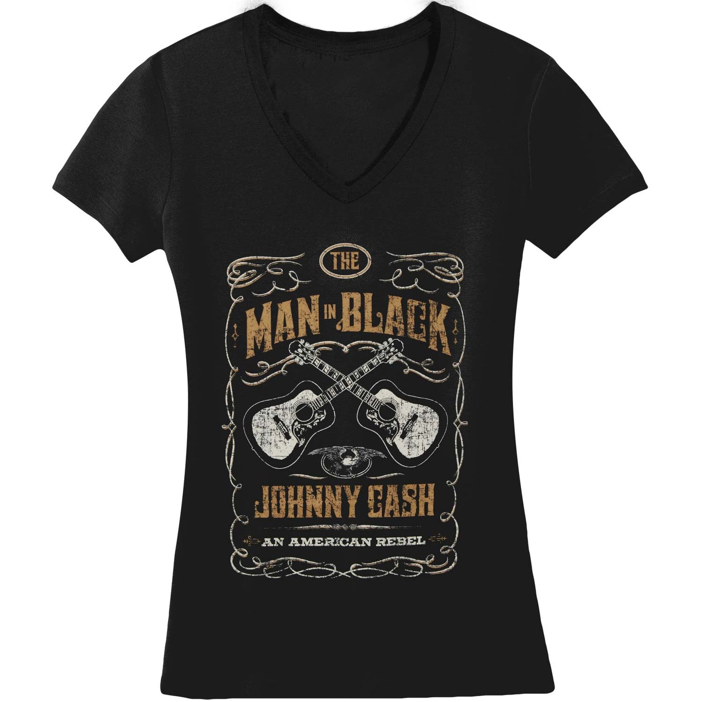 Johnny Cash Man In Black Guitars Crest Soft Plus Size Tee Shirts