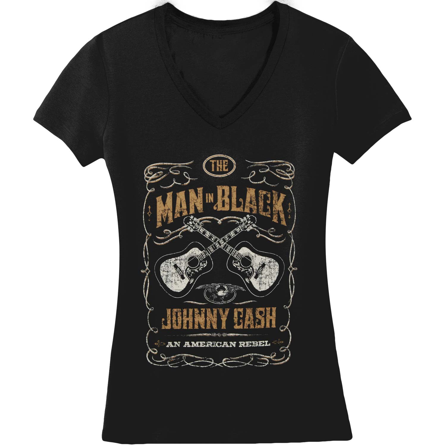 Johnny Cash Man In Black Guitars Crest Soft Plus Size Tee Shirts