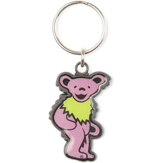 Grateful Dead Green And Purple Bear Metal Key Chain Front