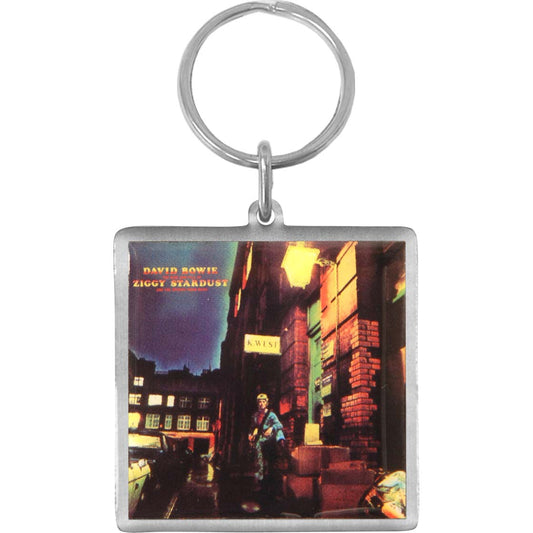 David Bowie Ziggy Stardust Metal Key Chain Front