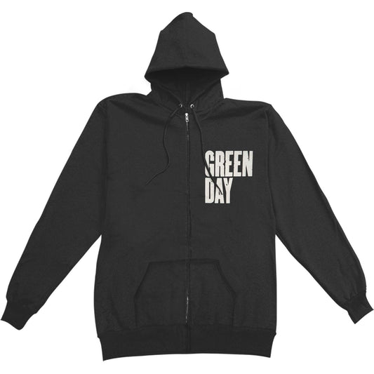 Green Day Logo American Idiot Zippered Hooded Sweatshirt Front