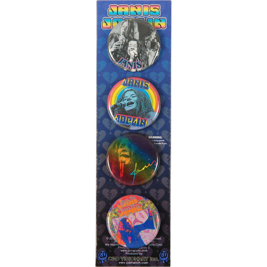 Janis Joplin 4 Pack 1.25" Button Set Collector Items Front