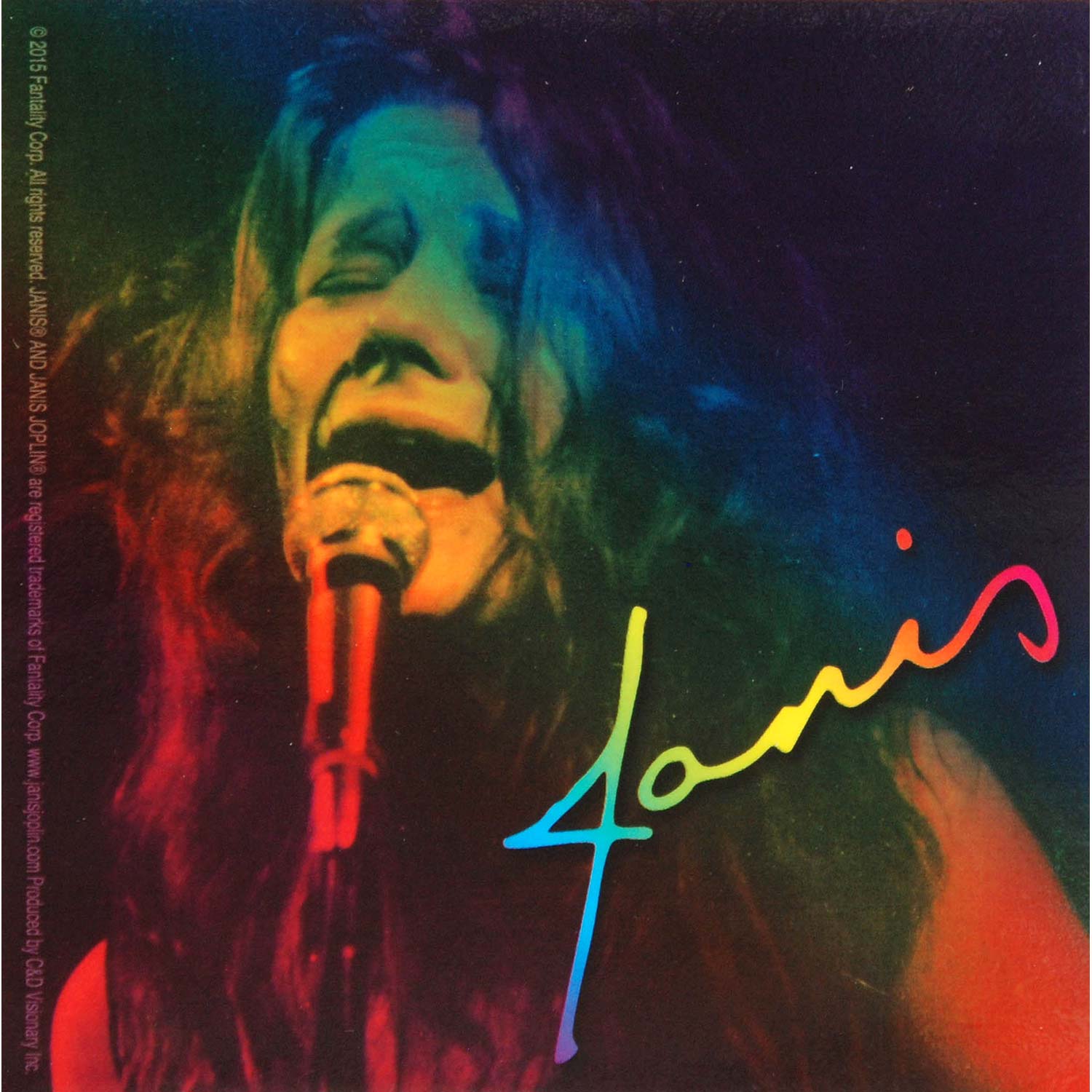 Janis Joplin Singing Sticker Front