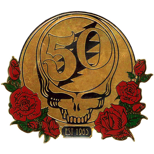 Grateful Dead 50th Steal Your Face Red Roses Sticker Front