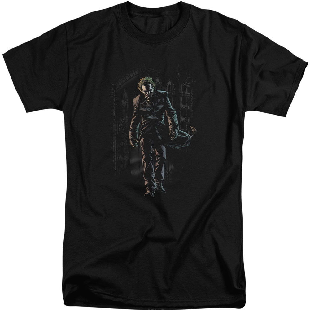 Batman Joker Leaves Arkham Adult T-shirt Tall