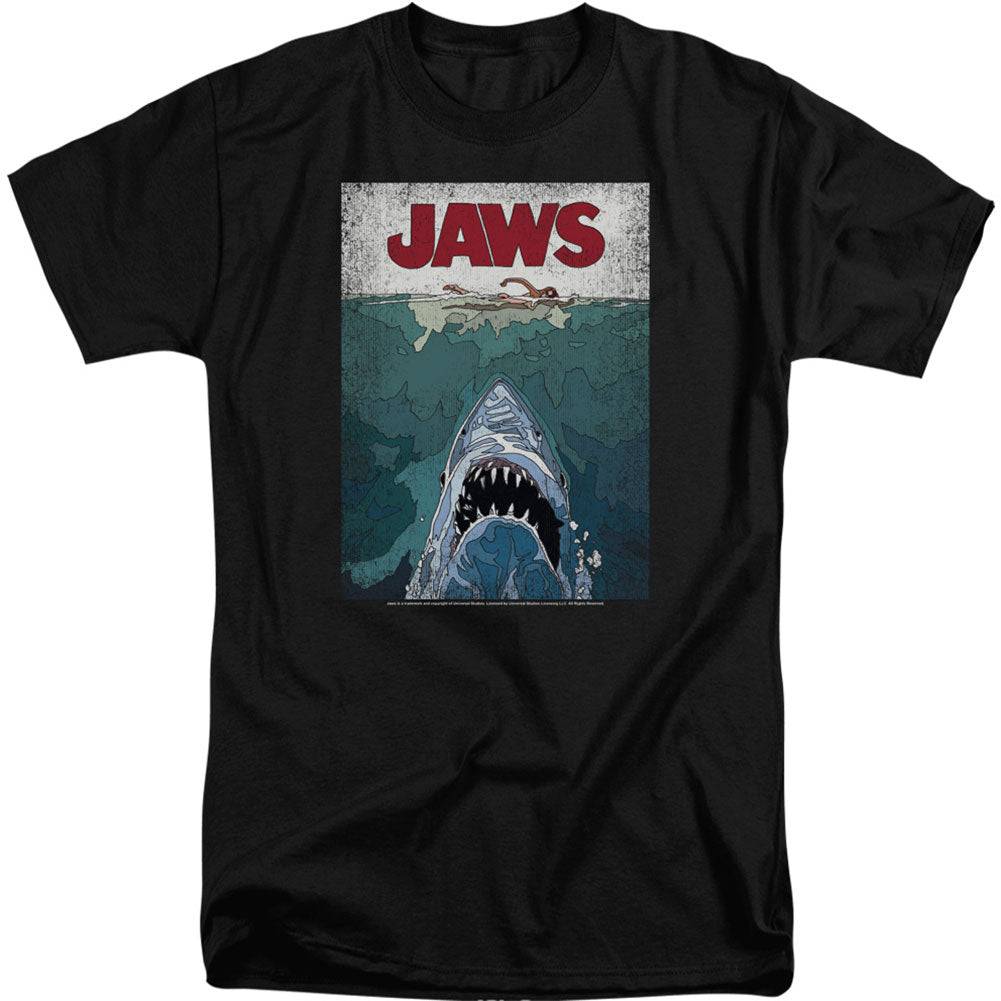 Jaws Lined Poster Adult T-shirt Tall