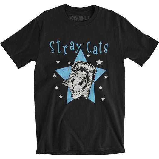 Stray Cats Star Cat Distressed Slim Fit T-shirt Front