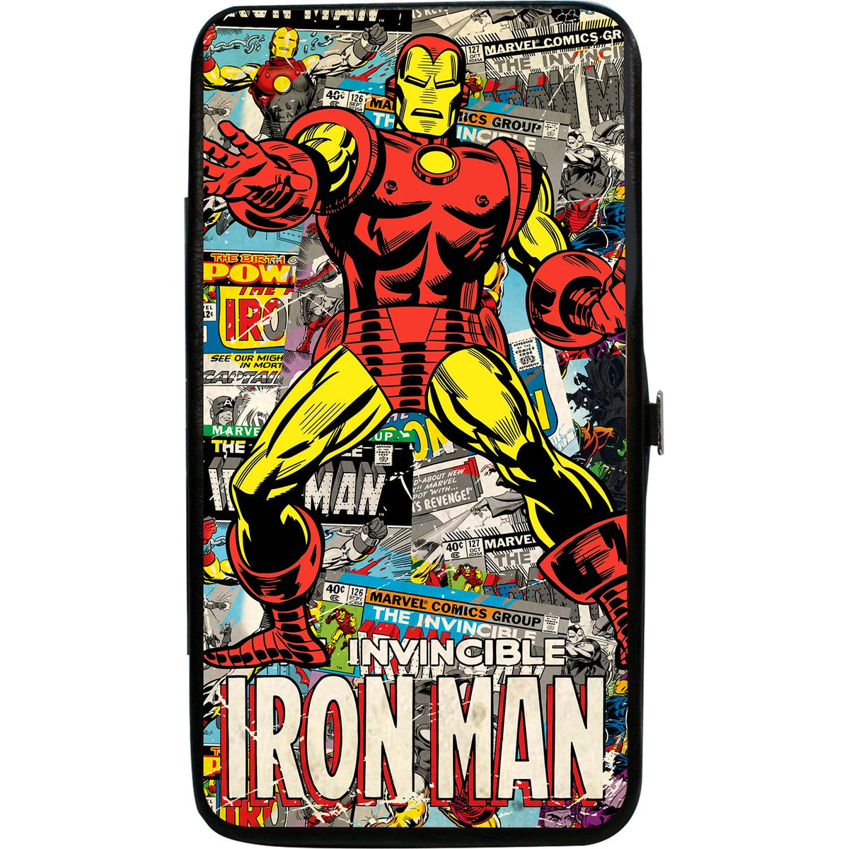 Marvel Comics Invincible Iron Man Standing Pose/Stacked Retro Comics Girls Wallet Back