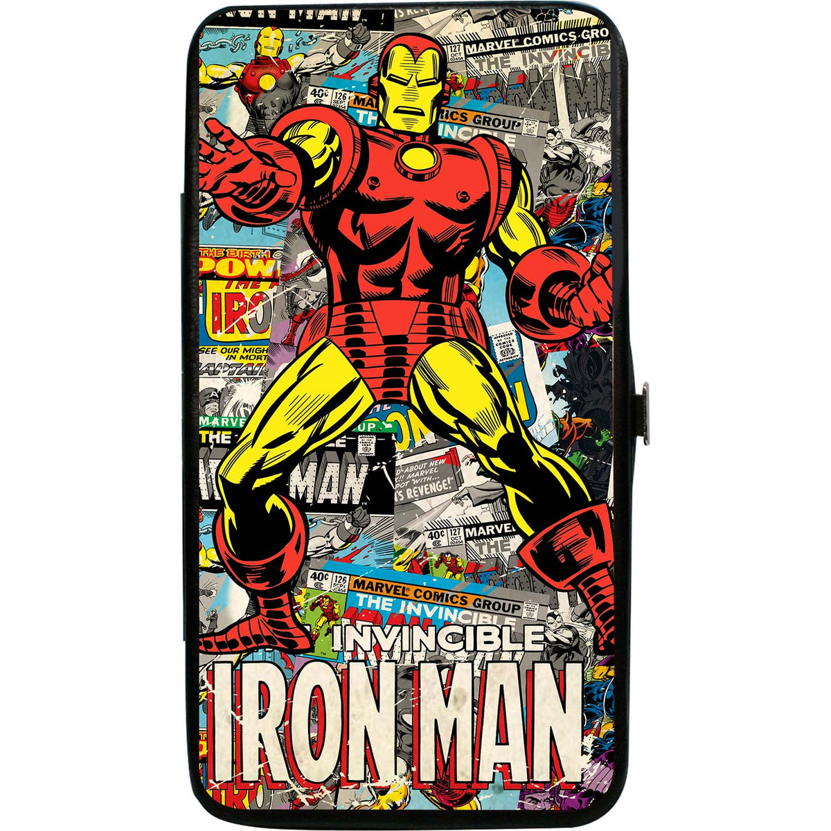 Marvel Comics Invincible Iron Man Standing Pose/Stacked Retro Comics Girls Wallet Front
