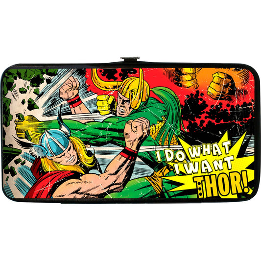 Marvel Comics Thor & Loki Battle Scene I Do What I Want Thor! Girls Wallet Front