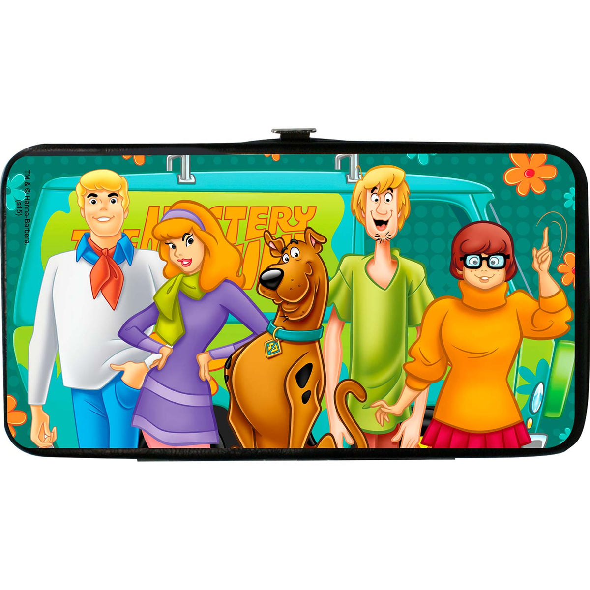 Scooby Doo 5-Character Group Pose W/Mystery Machine Turquoise Blues/Orange Girls Wallet Back