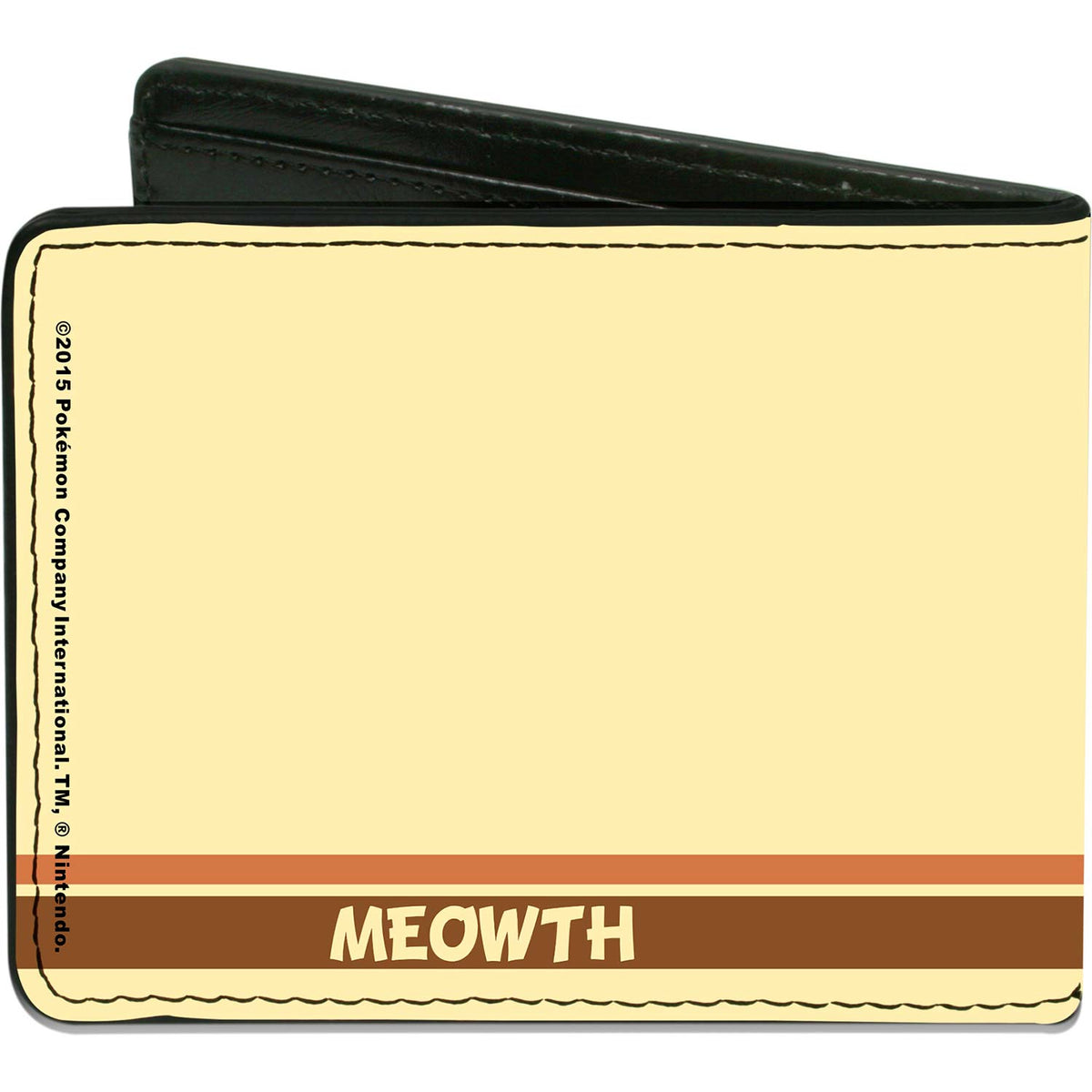 Pokemon Meowth Face Close Up  Meowth Stripe Yellow/Orange/Brown Bi-Fold Back