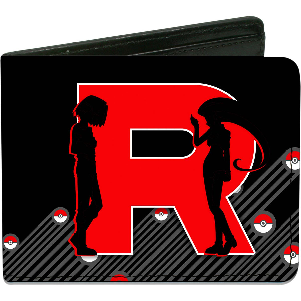 Pokemon Team Rocket "R"/James & Jessie Silhouette  Team Rocket/Meowth Black/Grays/Re Bi-Fold Front