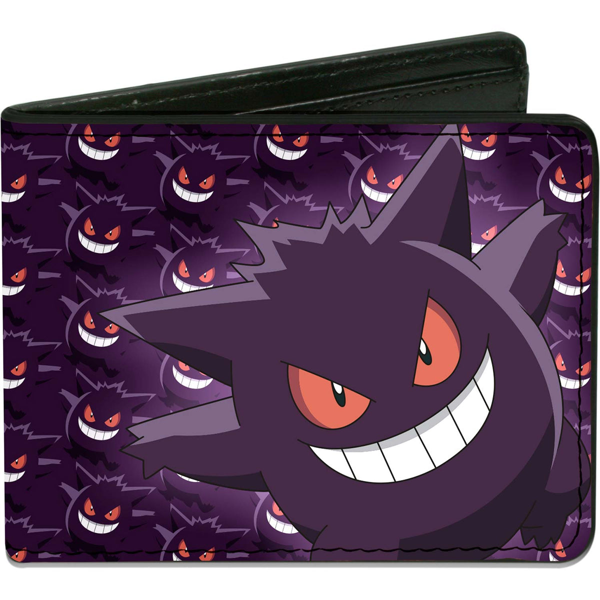Pokemon Gengar Pose/Monogram  Logo Purples Bi-Fold Front