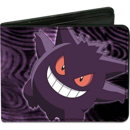Pokemon Gengar Pose/Swirl Black/Purples Bi-Fold Front