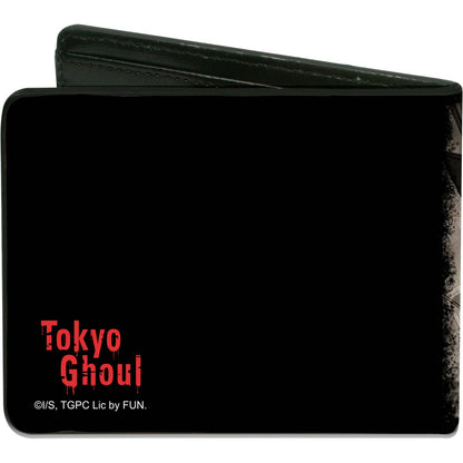 Masked Ken Kaneki Face Close Up  Tokyo Ghoul Black/Grays/Red Bi-Fold Back
