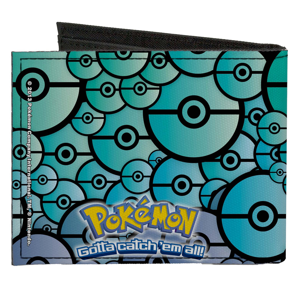 Pokemon Gengar Pose  Logo/Stacked Pok� Balls Black/Blues Bi-Fold Back