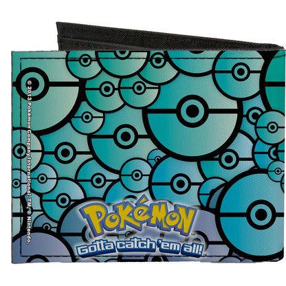 Pokemon Gengar Pose  Logo/Stacked Pok� Balls Black/Blues Bi-Fold Back