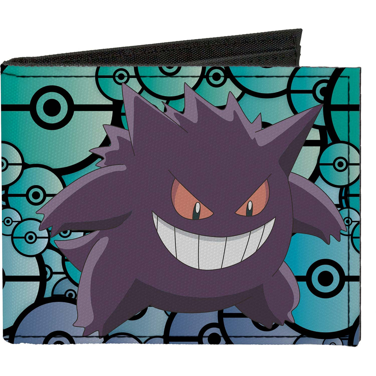 Pokemon Gengar Pose  Logo/Stacked Pok� Balls Black/Blues Bi-Fold Front