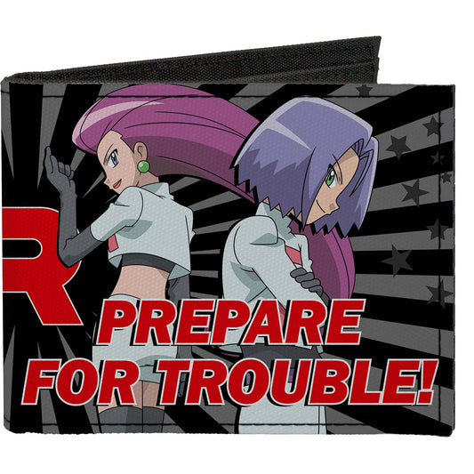 Pokemon Team Rocket Jessie/James Prepare For Trouble!  Pok�mon Group Pose Rays Black Bi-Fold Front