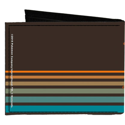 Pokemon Meowth #052 Pose Stripe Brown/Orange Turquoise Fade Bi-Fold Back