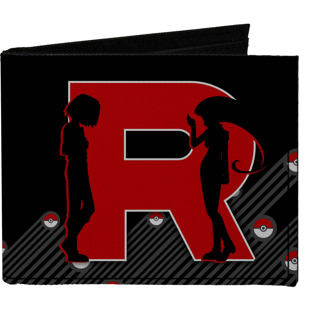 Pokemon Team Rocket "R"/James & Jessie Silhouette  Team Rocket/Meowth Black/Grays/Re Bi-Fold Front