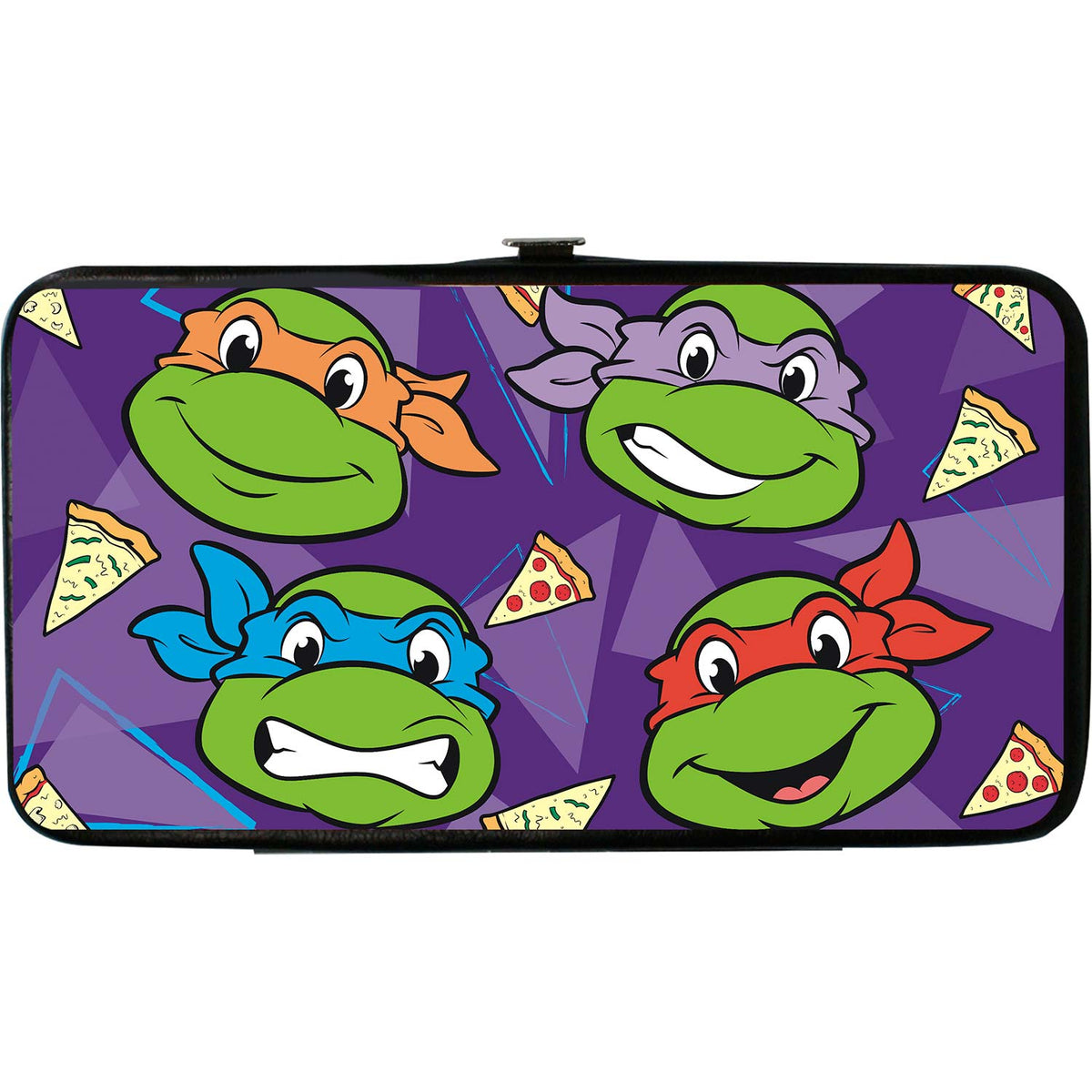 Classic Teenage Mutant Ninja Turtles Faces  I "Pizza Heart"  Purple Triangle Girls Wallet Front