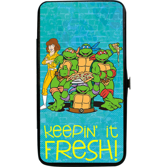 Classic Teenage Mutant Ninja Turtles April & Group/Keepin It Fresh  Logo Blu Girls Wallet Front