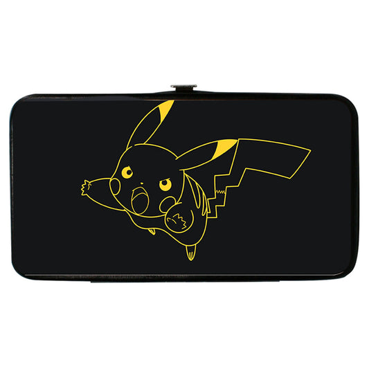 Pokemon Pikachu Outline Tackle  Pose Black/Yellow Girls Wallet Front