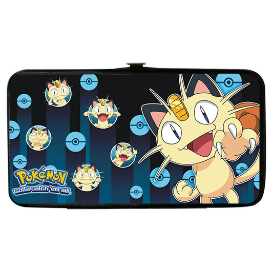 Pokemon Meowth Clawing Pose2/Expressions/Pok� Balls Rays Blues Girls Wallet Front