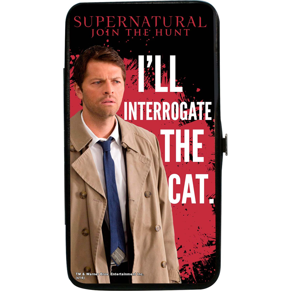 Supernatural Castiel Ill Interrogate The Cat Black/Blood Splatter/White Girls Wallet Back