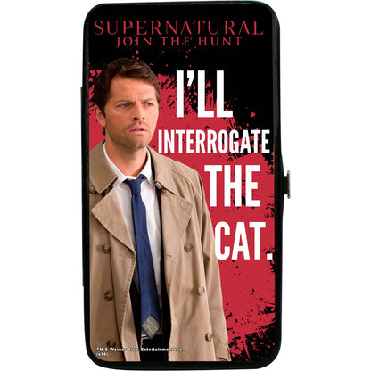 Supernatural Castiel Ill Interrogate The Cat Black/Blood Splatter/White Girls Wallet Back