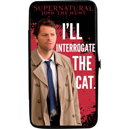 Supernatural Castiel Ill Interrogate The Cat Black/Blood Splatter/White Girls Wallet Front