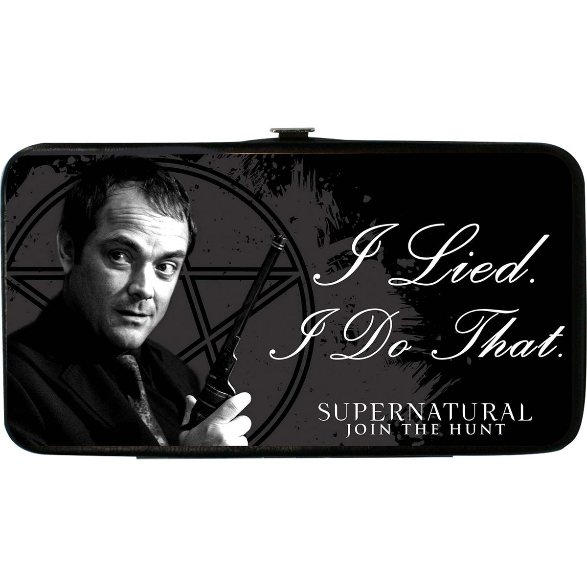 Supernatural Crowley I Lied  I Do That/Pentagram Black/Grays/White Girls Wallet Front