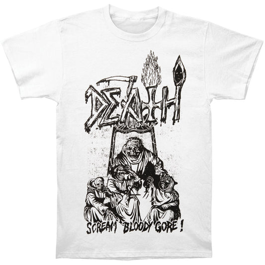 Death Death Scream Bloody Gore Line Art (White) T-shirt