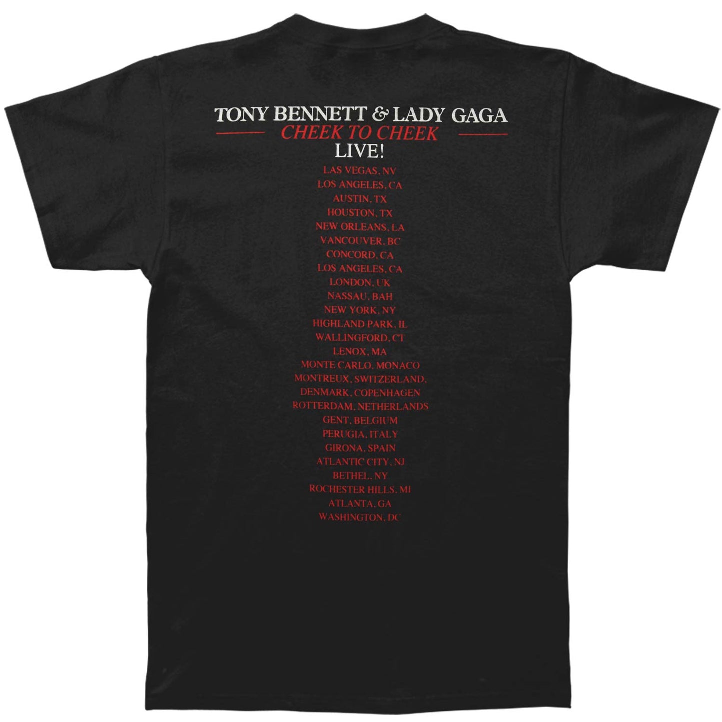 Lady Gaga Cheek To Cheek Tour T-shirt Back