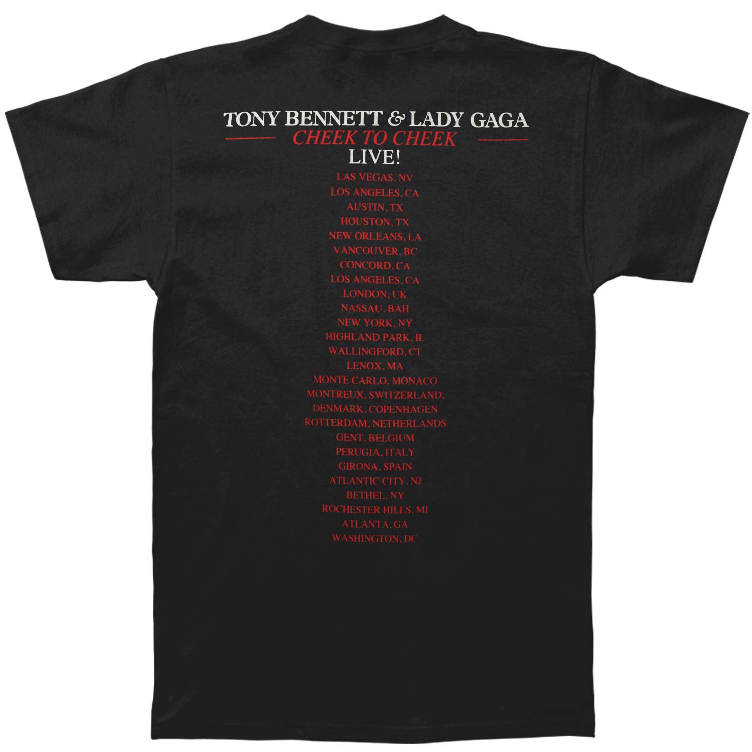 Lady Gaga Cheek To Cheek Tour T-shirt Back