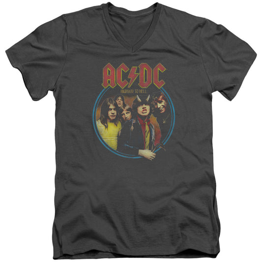 AC/DC Highway To Hell Adult V Neck Slim Fit T-shirt Front