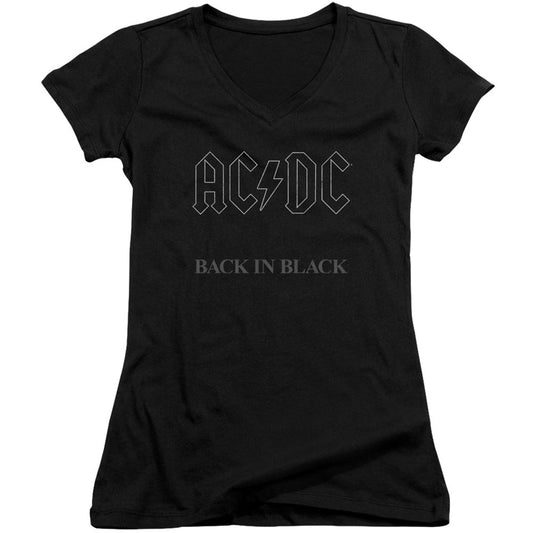 AC/DC Back In Black Cap Sleeve Junior Top Front