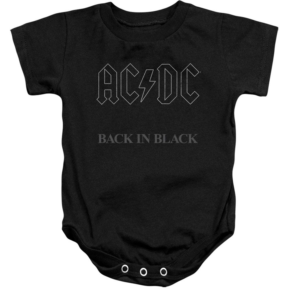 AC/DC Back In Black  100% Cotton Bodysuit Front