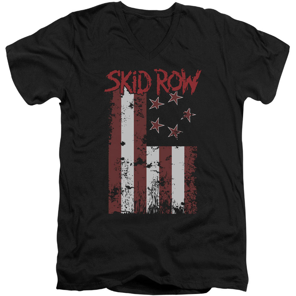 Skid Row Flagged Adult V Neck Slim Fit T-shirt Front